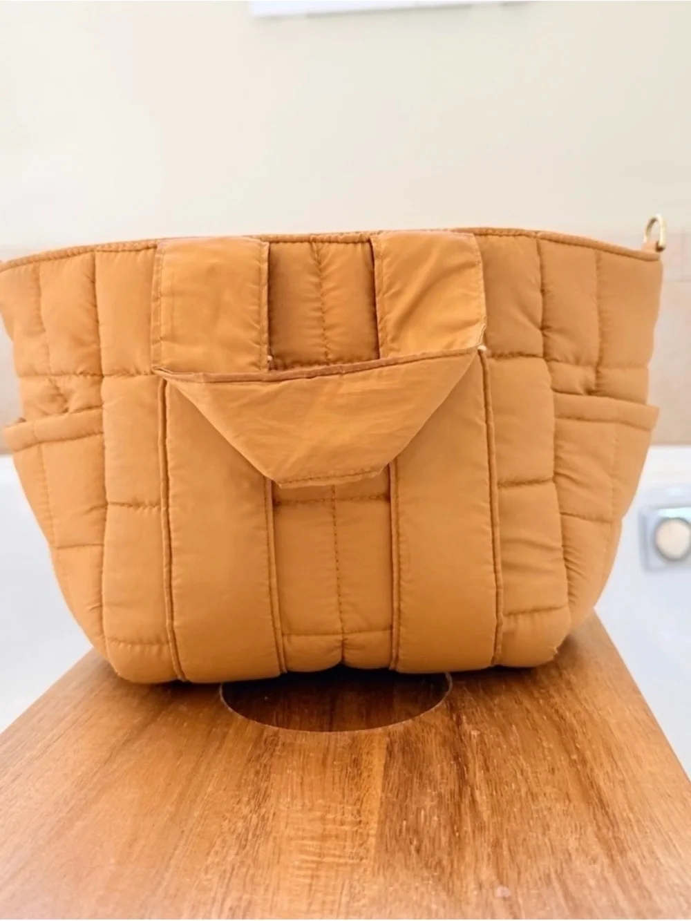 Clare V Le Petit Box Tote Sportif - Mustard Quilted Puffer original $185